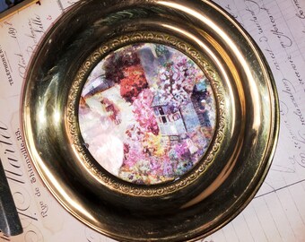 Vintage Village Town Brass Plate
