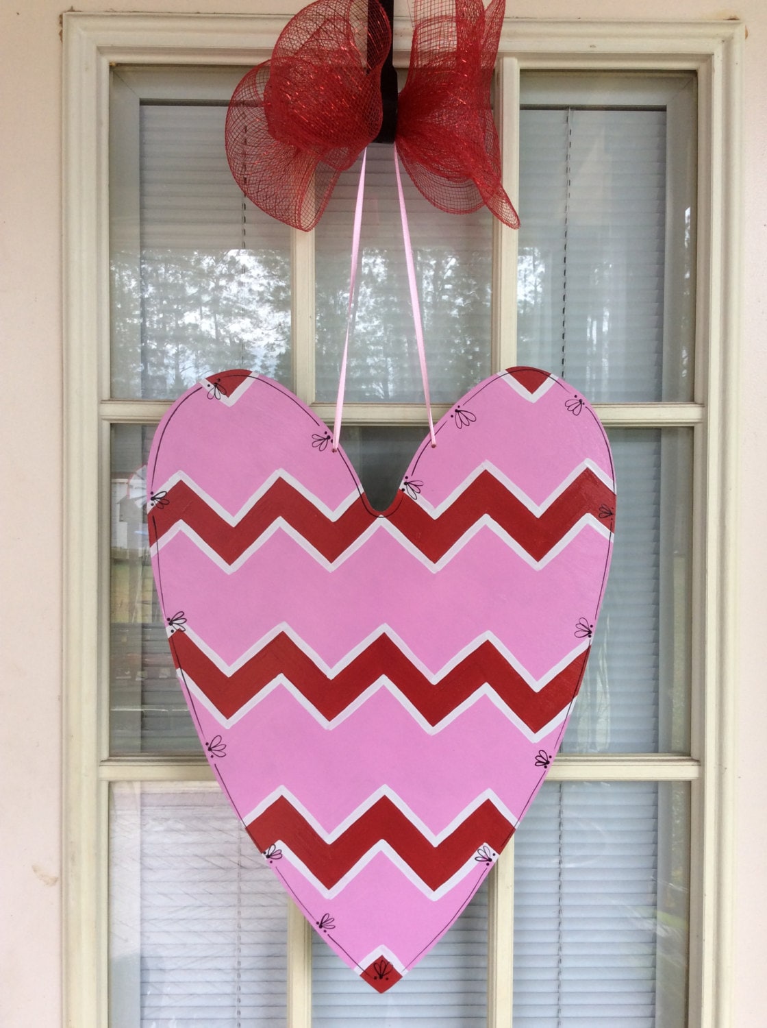 Front door decor valentine decorations Valentine chevron