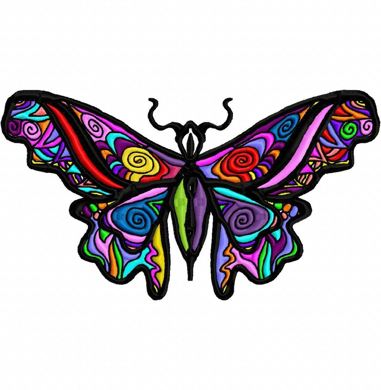 Rainbow Tattoo Butterfly Machine Embroidery Design...3044