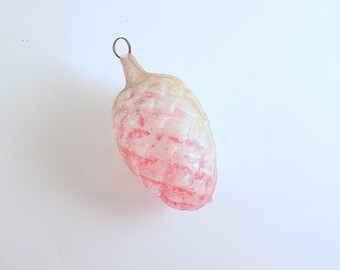Antique Christmas Ornament Pink Pine Cone Christmas Decoration Glass Ornament Pinecone Ornament Feather Tree