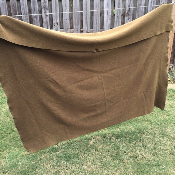 Vintage Wool Army Blanket Choice of Two Single 1940s Drab