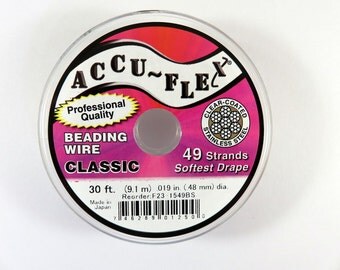 AccuFlex Beading Wire Professional Quality Accu Flex 49 Strand .019 inch Clear Coated Stainless Steel - 30 ft - 1123-S