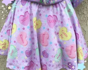 Conversation Candy Hearts Skirt, Candy Hearts, Pastel Skirt, Fairy Kei Skirt, Kawaii Skirt,
