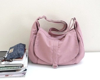 Canvas Messenger bag,Shoulder bag,Gift for her ,Diaper bag Tote bag,Purse,Handbag,Women,School Bag-Pale Pink / SALE - 30% - no.12 KYLIE