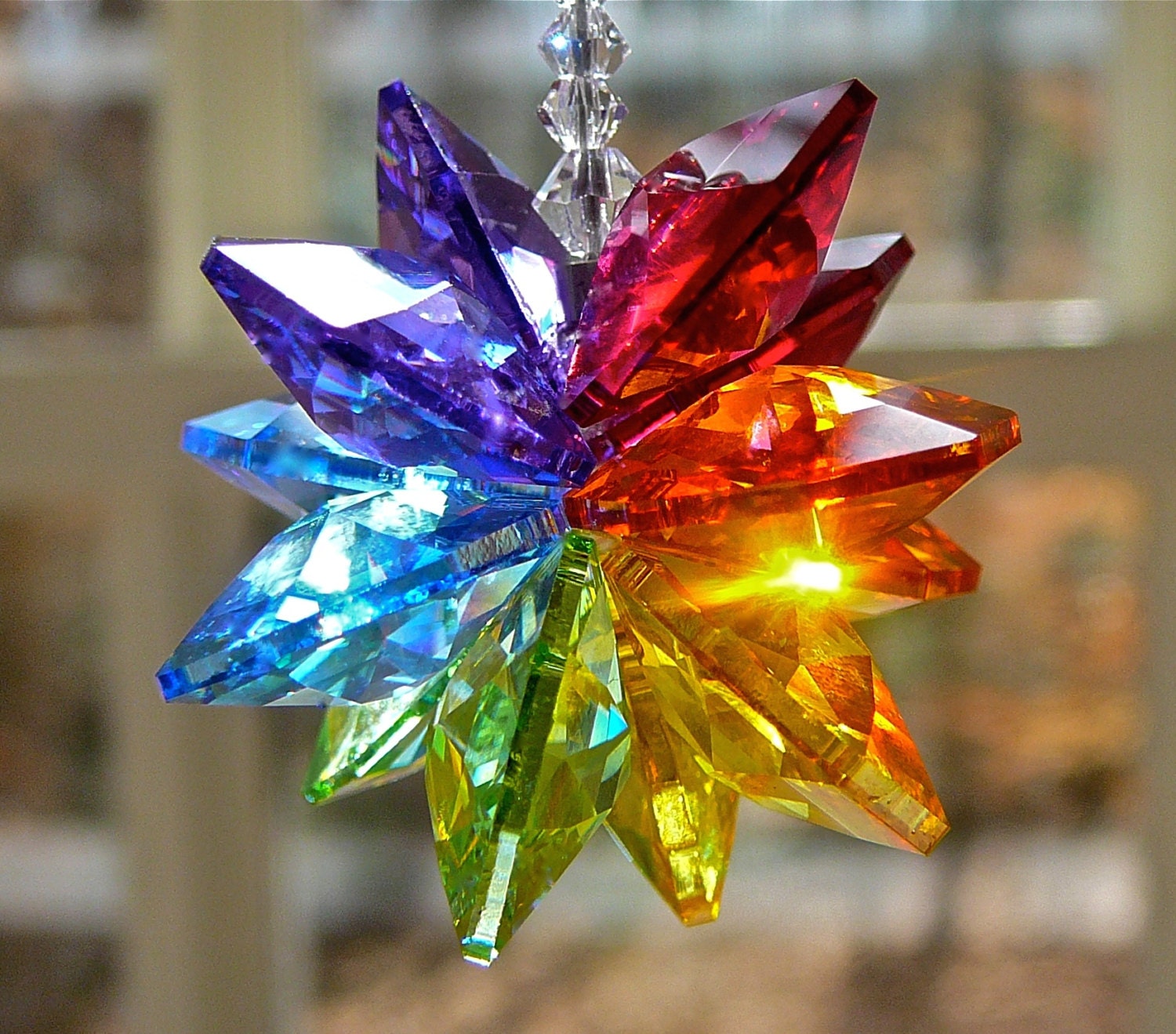 Rainbow Suncatcher Swarovski Crystal Suncatcher in Rainbow