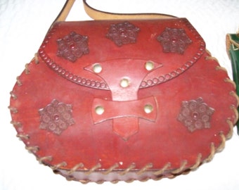 Vintage Tooled Leather Pocketbook with long strap!