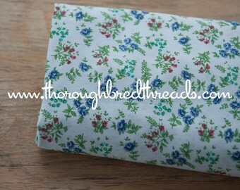 Little Blue Roses - Vintage Fabric New Old Stock Sweet Cottage Look