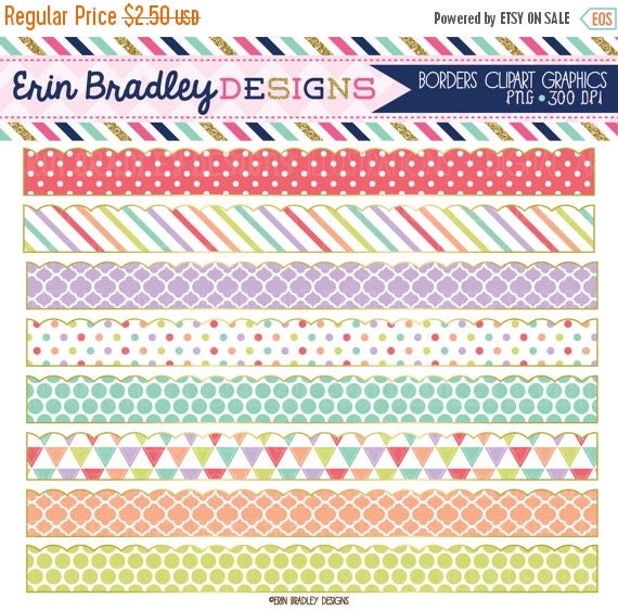 SALE Sugar Borders Clipart Patterned Clip by ErinBradleyDesigns