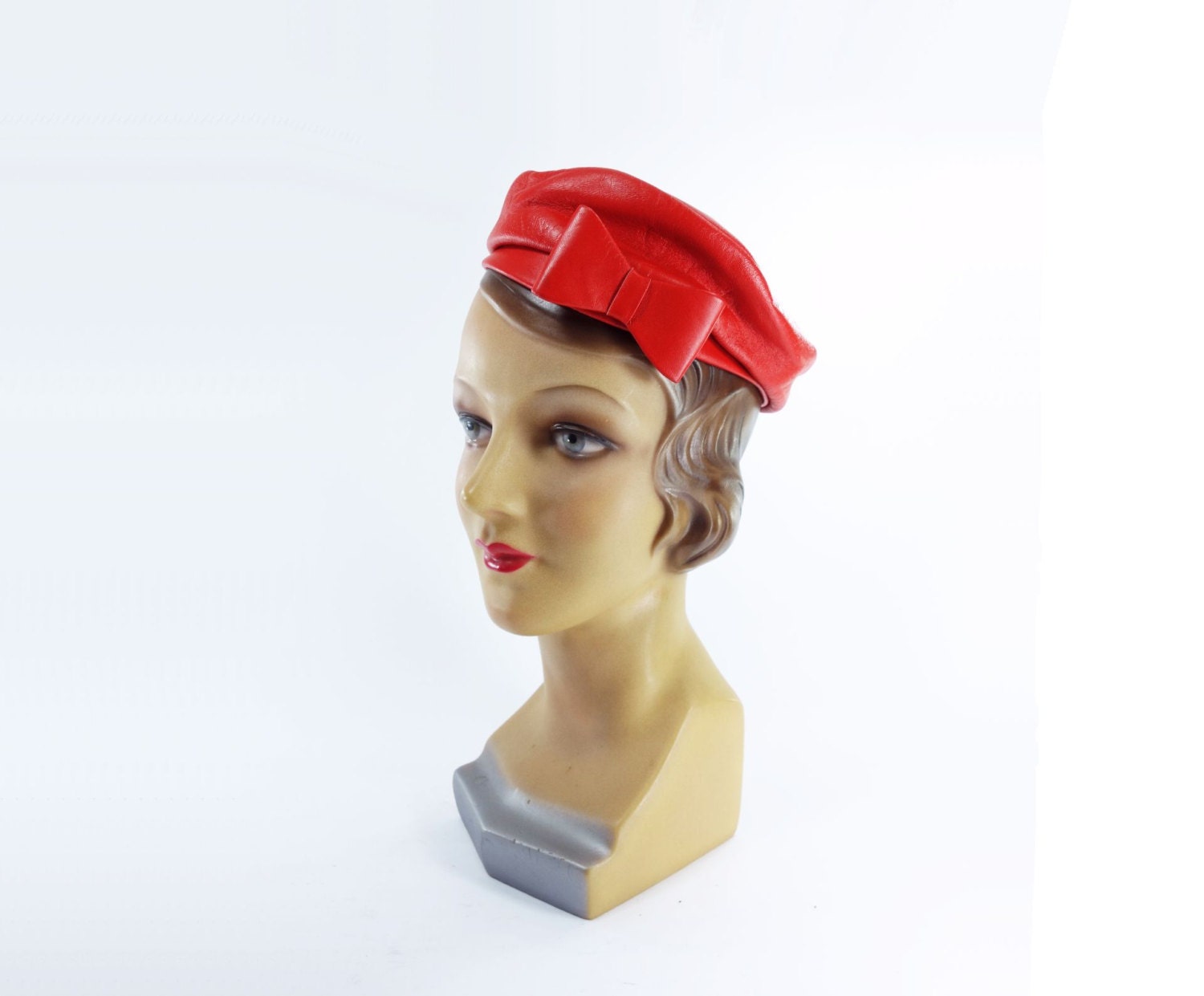 red leather beret