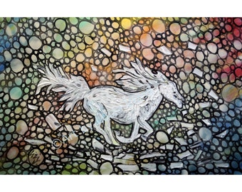 Animal Art Horse Painting ORIGINAL Modern Animal Art Contemporary Wall Decor on canvas from Luiza Vizoli ready to hang 36