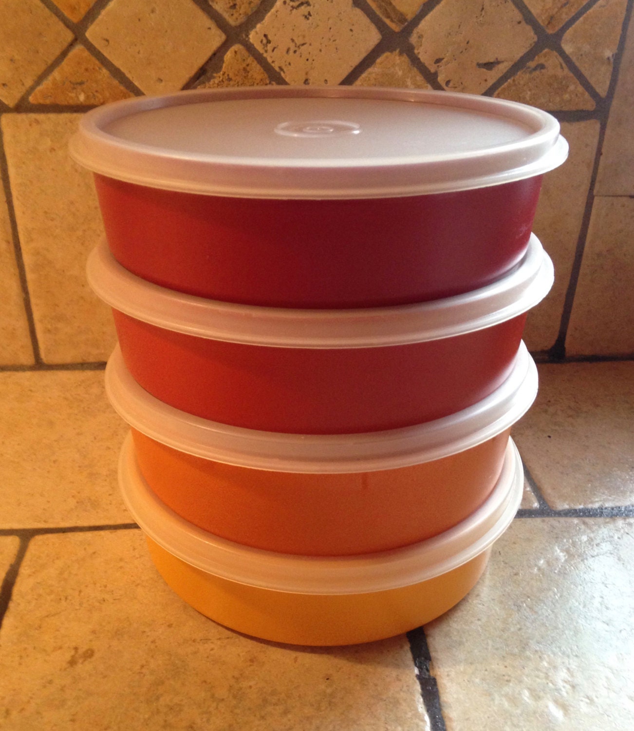 4 Stacking Cereal Bowls with Seals by Tupperware