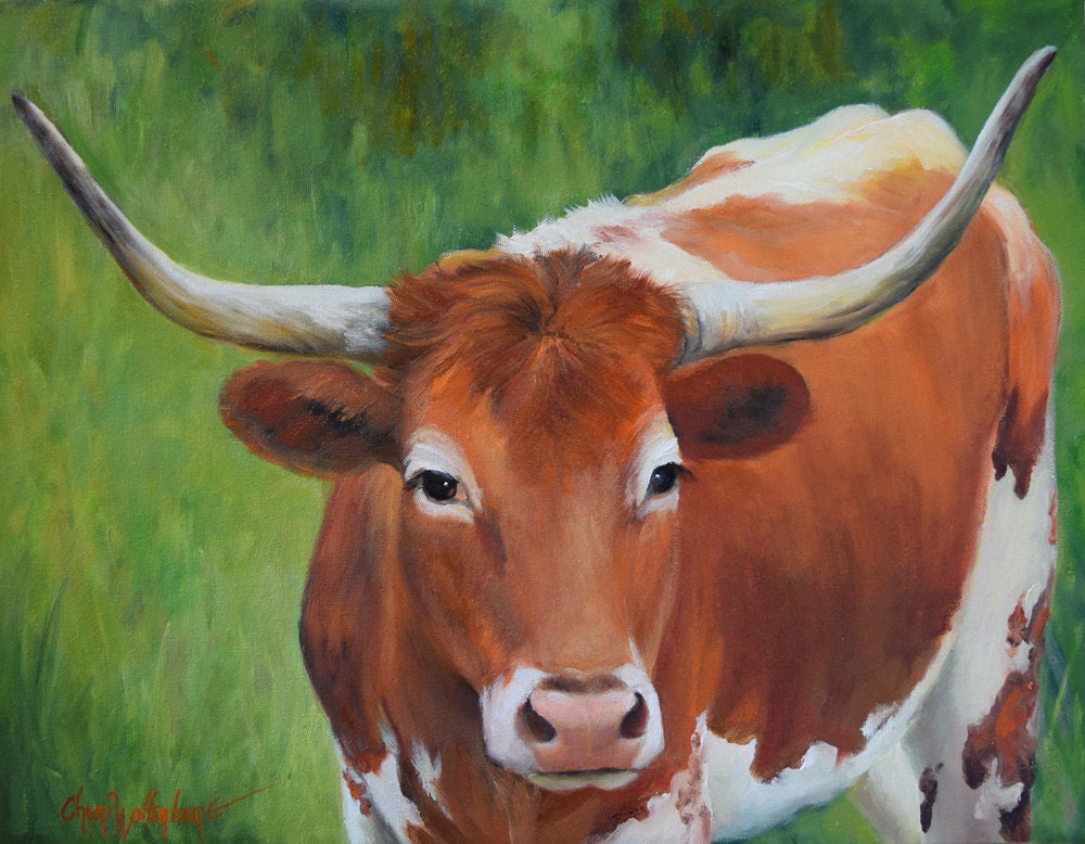 Longhorn Cow Painting 216 Longhorn Lucy Original Oil