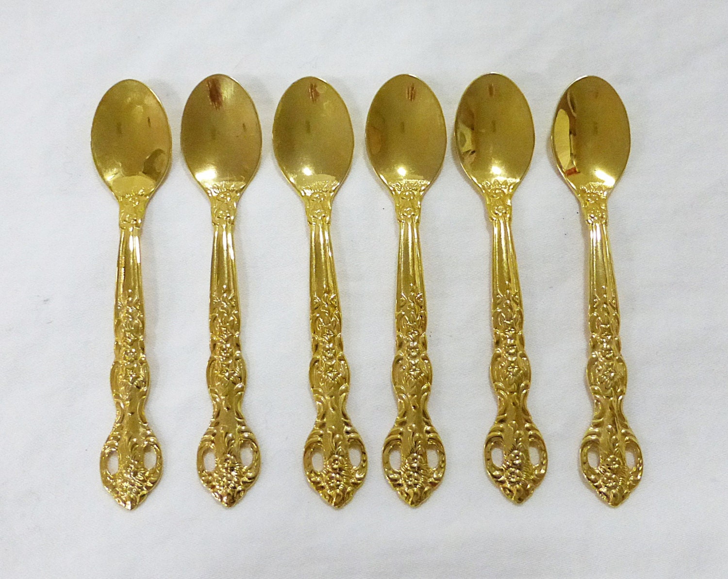 Vintage stainless golden tone flatware small spoon japan