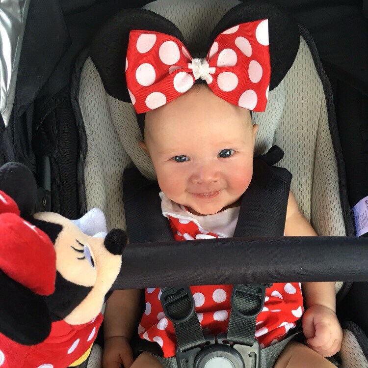 Baby Minnie Ears Girls Stretch Headband Red Chunky Dots Bow