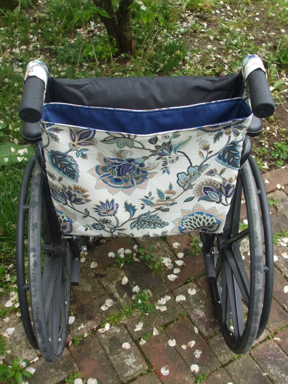 Blue Floral Wheelchair Bag Wheelchair Tote