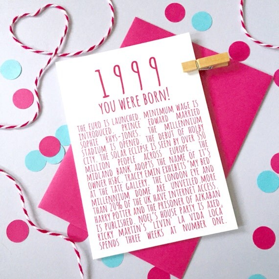 1999 Facts Anniversary or Birthday Card Personalised