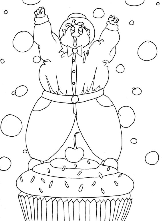 Download Conquering the Cupcake Funny Adult Coloring Page by Chubby
