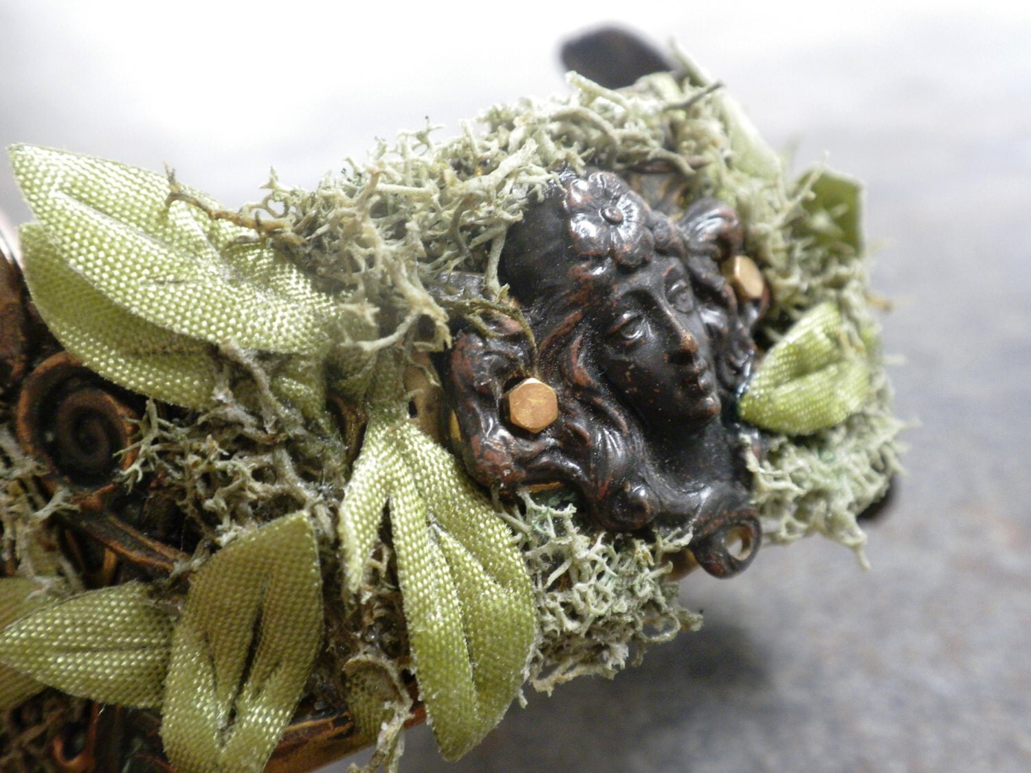 Unique Brass Cuff Bracelet Nature Goddess Handfasting Jewelry