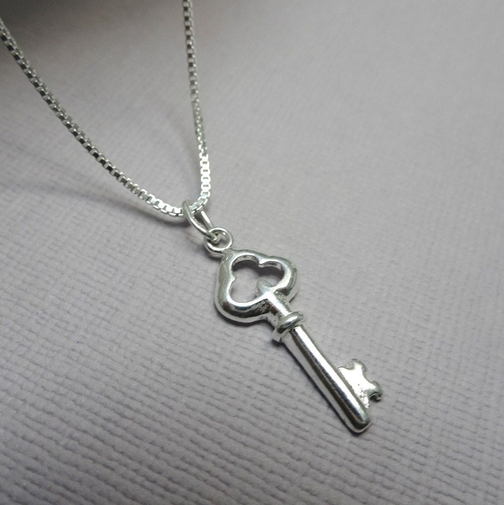 Tiny Sterling Silver Key Necklace Sterling Silver Key Pendant