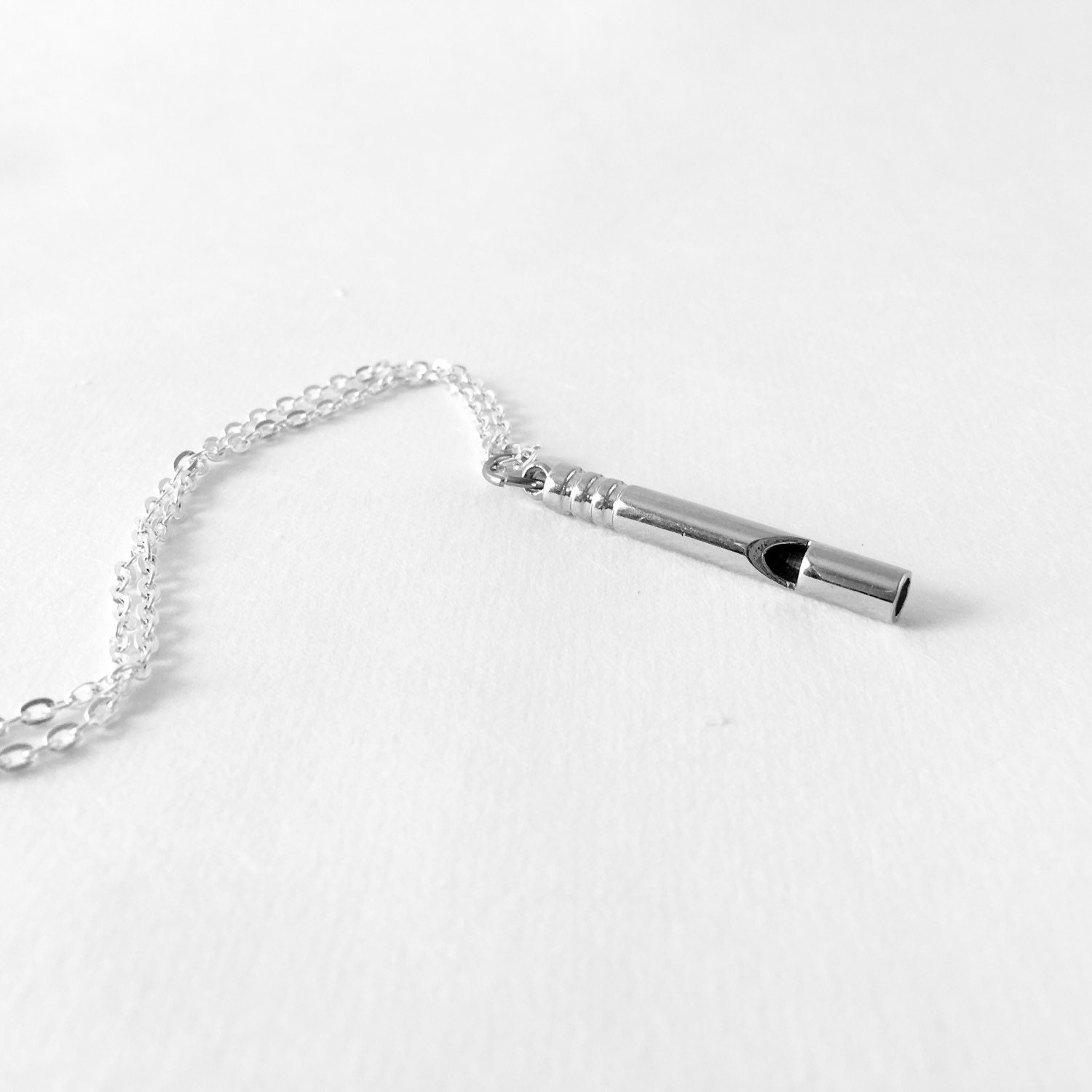 Silver whistle pendant/ necklace with silver chain. Emergency
