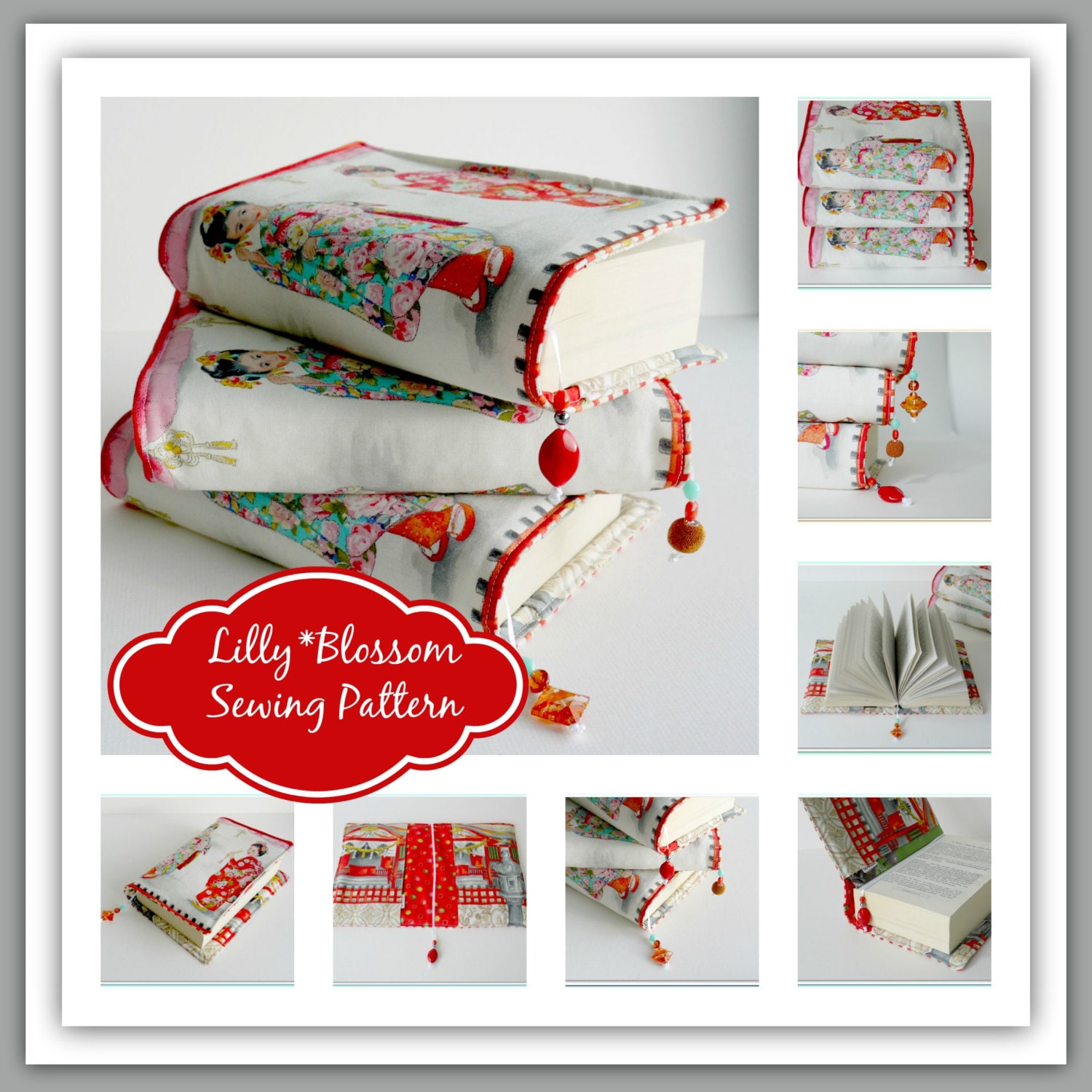 PDF Sewing Guide Book Cover with Beaded Bookmark by LillyBlossom