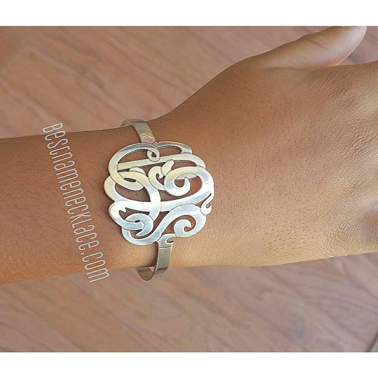 Monogram Cuff Bracelet Adjustable Monogram Cuff sterling