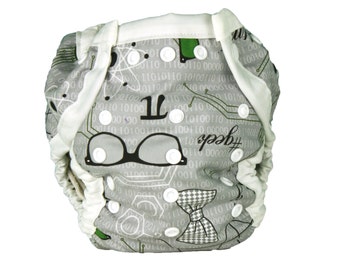 All In 2 Cloth Diaper Cover - #Geek - One Size PATENT PENDING Design Fits Newborn to Potty Training - AI2 Cloth Nappy Cover