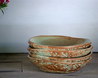 Ceramic pasta bowls - pottery bowls - salad dish - farmhouse pottery - serving bowl - rustic modern -