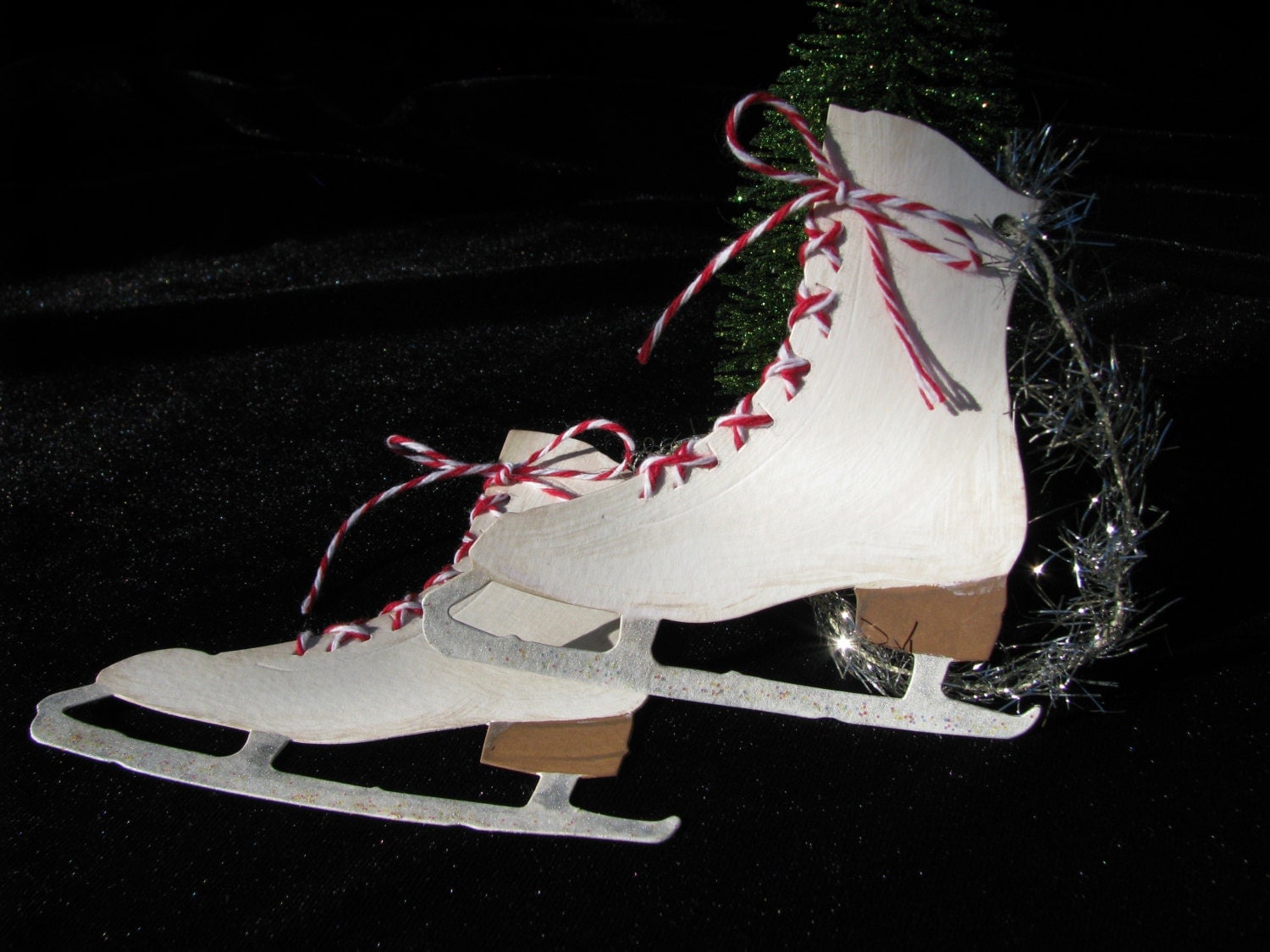 Decorative Pair of Ice Skate Die Cuts Laced Ice Skates Gift