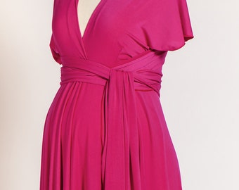 Pink maternity dress, infinity dress, pink dress, maternity fuchsia dress, ready to ship dress hot pink maternity dress long maternity dress