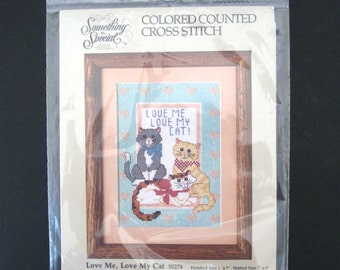 Something Special Colored Counted Cross Stitch Kit No. 50274 - Love Me, Love My Cat