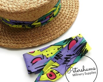 Wrap Around Puggaree Ribbon Hat Band for Hat Making / Millinery - 90's Print