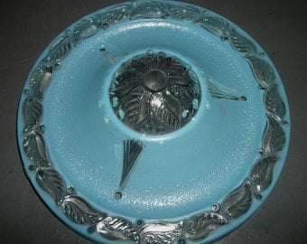 Perfect Art Deco Blue Light Shade with Laurel Border