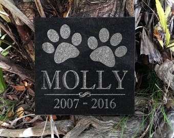 Dog Cat Customized 6x6 Granite Headstone Personalized with PawPrints Indoor/Outdoor Engraved Pet Memorial Stone Gift for Pets Animals