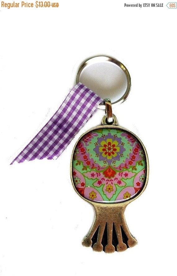 ON SALE 15 OFF Keychain Key Chain Pomegranate Keychain Silver