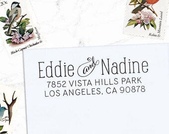 Custom Address Stamp, Return Address Stamp, Wedding address stamp, Calligraphy Address Stamp, Self inking or Eco Mount stamp - Nadine