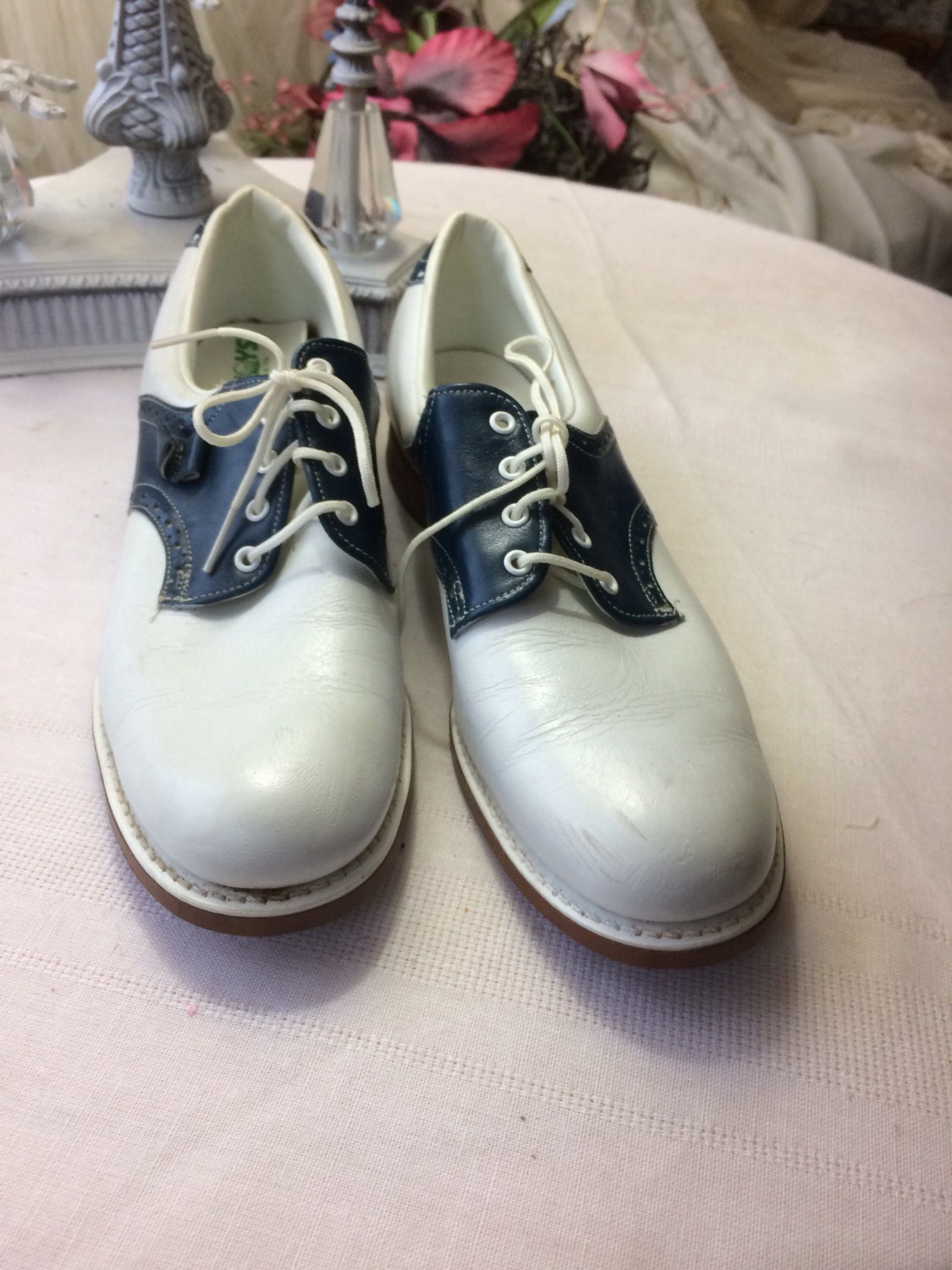 Beautiful Blue and White Ladies Saddle Shoes