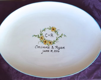 Wedding Guestbook Alternative, Guestbook Plate, Signature Plate Guestbook,Custom Guestbook,Unique Guestbook,Personalized,Sunflower Monogram