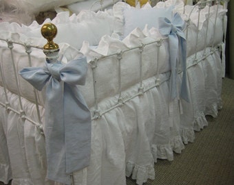 vintage white washed linen crib bedding 2 ruffled vintage white washed linen crib bedding 2 ruffled