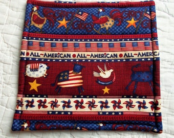 All American Quilted Hot Pad /Pot Holder/mini quilt