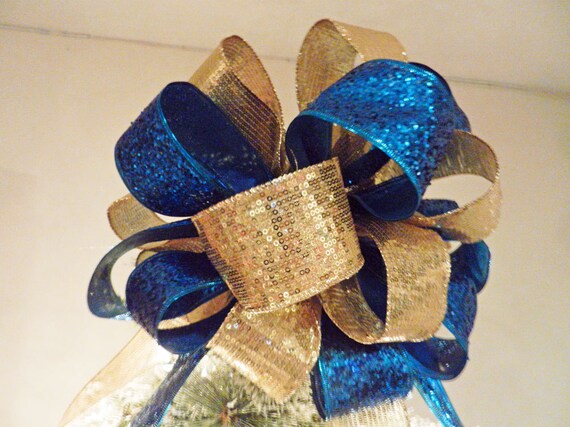 christmas tree topper bow teal blue glitter and gold sequin christmas tree topper bow teal blue glitter and gold sequin