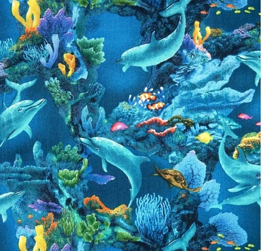 Dolphin Fabric Elizabeth Studios by Hot Diggity Dog Fabrics 1