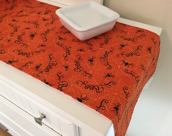 Halloween Table Runner | 36" - 90" | Stars Table Runner | Black Orange | Dining Kitchen Room | Decor | Decorating | Fall Table Runner