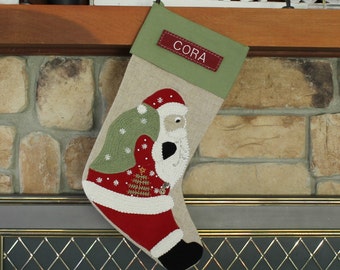 Christmas Tree Crewel Stocking Pottery Barn Free Monogram