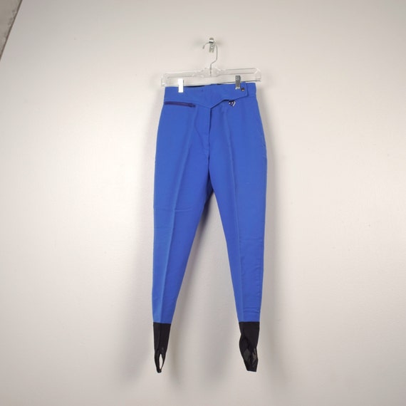 royal blue 80s Obermeyer stirrup ski pants vintage wool
