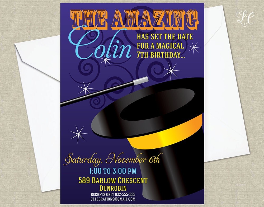 Magic Birthday Party Invitation Magician Birthday Invitation