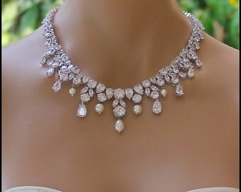 Crystal Necklace, Crystal Bridal Necklace, Crystal Bridal Jewelry, Crystal Wedding Necklace, Wedding Jewelry, JULIETTE