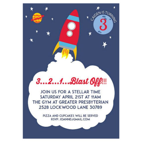 Space Ship Printable Birthday Invitation | Rocket Birthday | Outer Space Party | Printable Party | Out of this World | Solar System Party Il_570xn