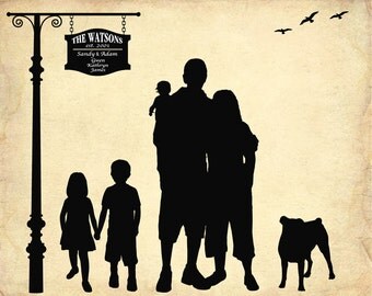 Silhouette, Custom Silhouette From Your Photo, Personalized Family Silhouette, Silhouettes Gift for Parents - DIGITAL PRINTABLE JPEG