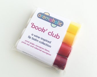 Book Club - wine-flavored lip balm set - Pinot, Cabernet, Sauvignon Blanc lip balms - book club gift